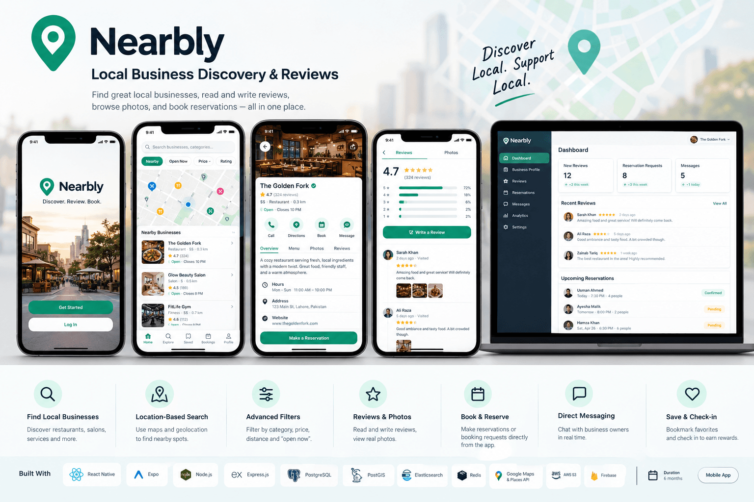 Nearbly — Local Business Discovery & Reviews App